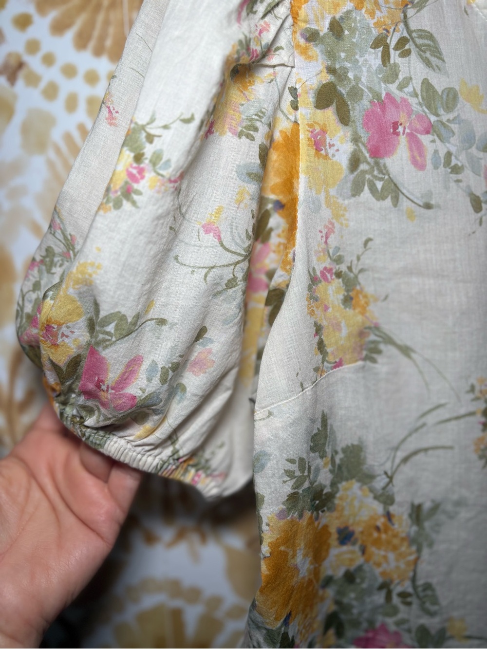 CeCe Floral Peplum Blouse | Cottagecore Puff Sleeve Top | Feminine Spring - Picture 7 of 8